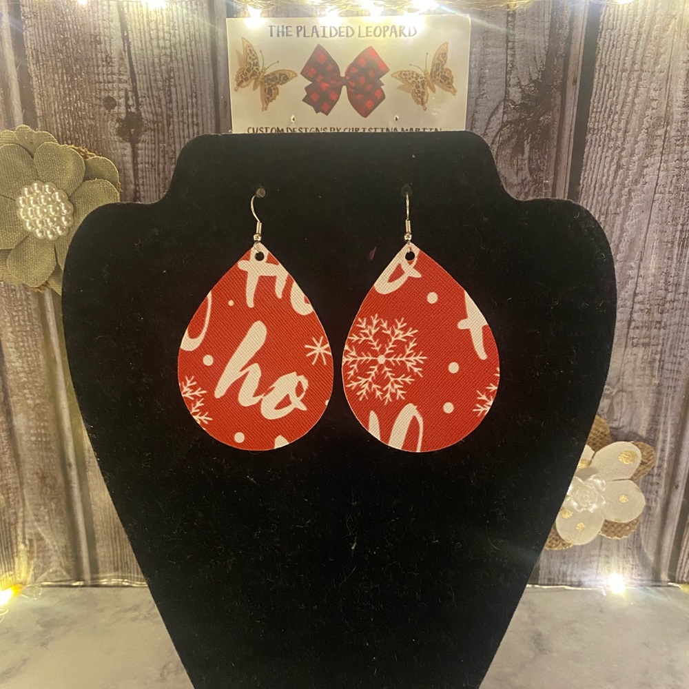 Handmade faux leather earrings.